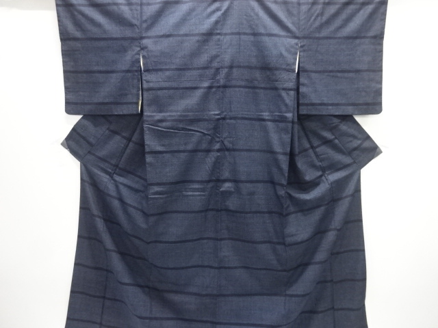 JAPANESE KIMONO / YUKI TSUMUGI / WOVEN STRIPE / INTANGIBLE CULTURAL HERITAGE